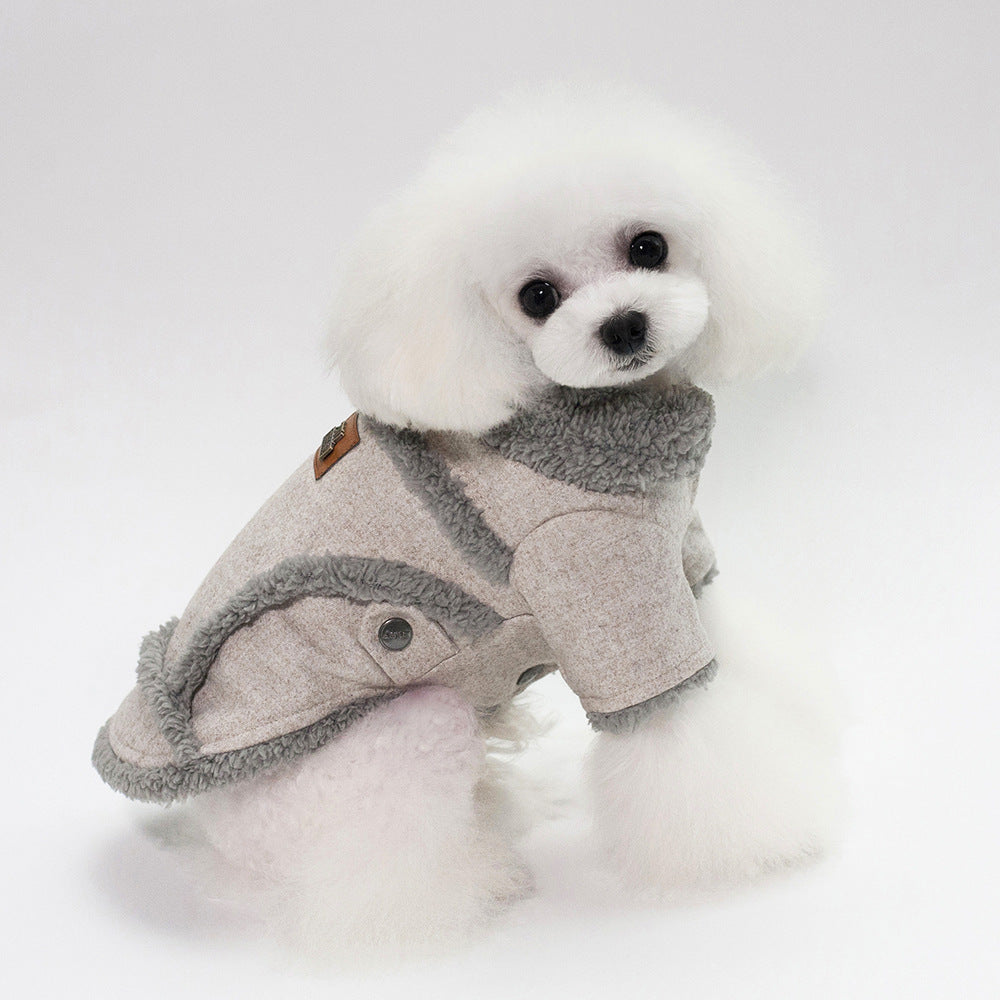 French Bulldog in FrenchieLux puffer jacket outdoors in snow