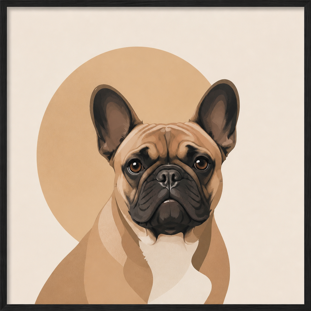 FrenchieLux custom Frenchie portrait framed modern art print